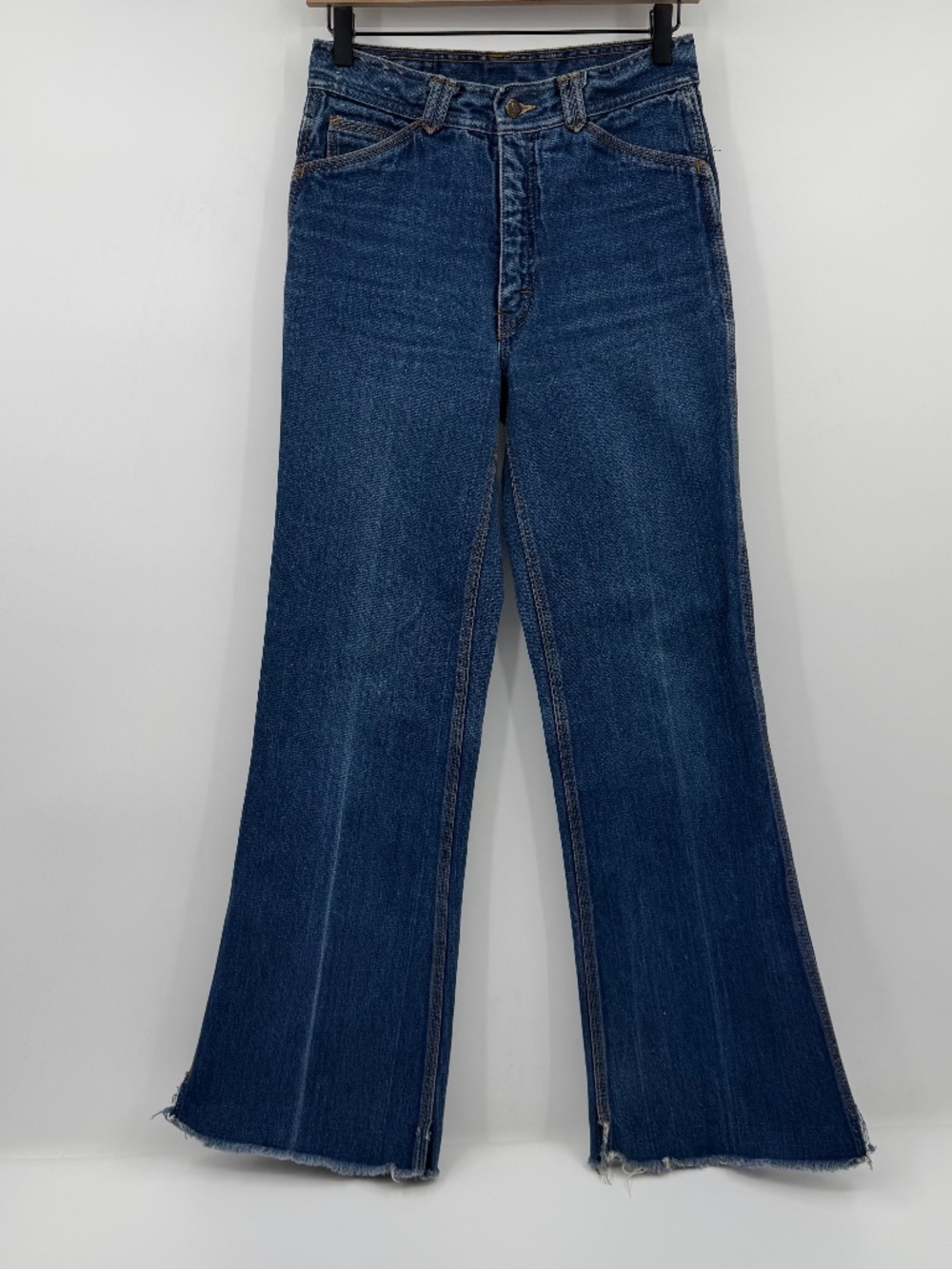 Zeppelin Jeans Women 30 Blue Denim Vintage Bootcut Flare Raw Hem High Rise
